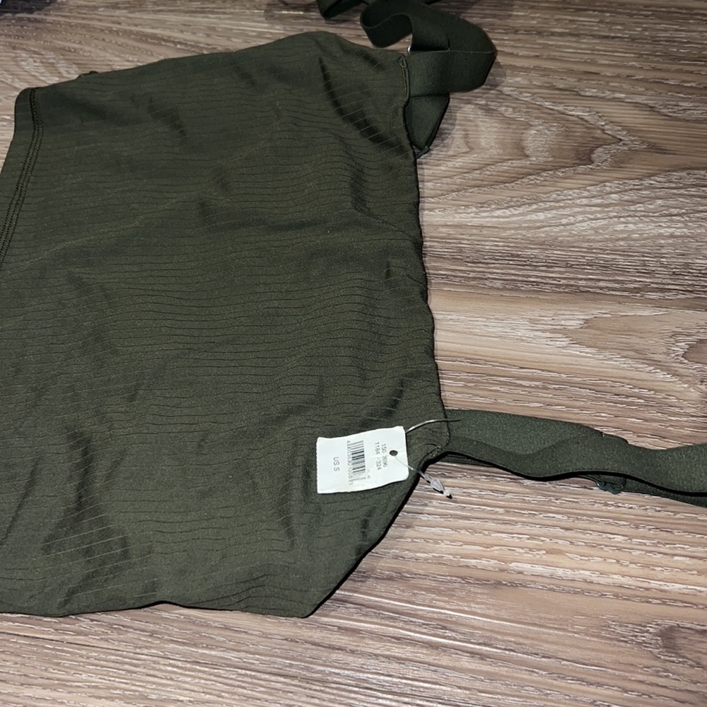 Aerie real me ribbed longline sport bra in green - Picture 3 of 4